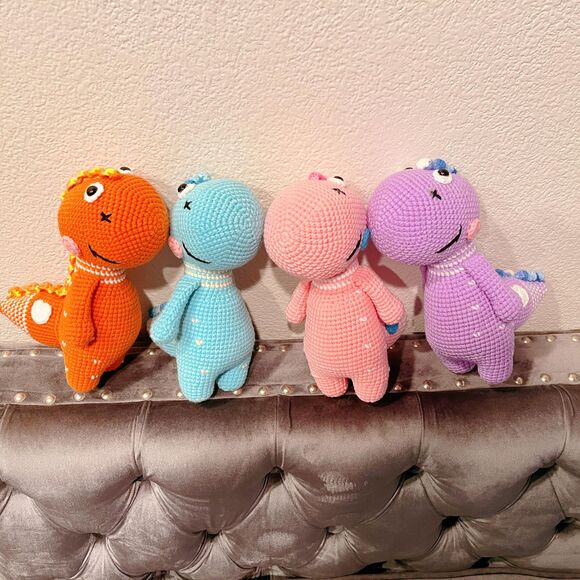 Handmade crochet dinosaur plush toy kawaii nursery décor, baby shower gift - Picture 8 of 8